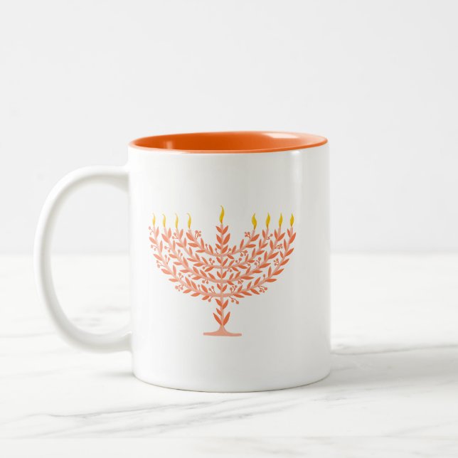 Menorah Two-Tone Coffee Mug (Left)