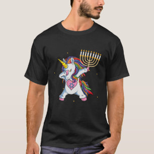 Menorah Unicorn Jewnicorn Hanukkah Pajamas T-Shirt