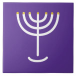 Menorah White Gold Purple Tile<br><div class="desc">Menorah white gold purple tile. Personalize by adding your own name. To make this your own design 'Click to Customize Further" … or 'Transfer this design' to print the same design onto a different product. Where does the Menorah come from? It comes from the Bible, in the book of Exodus,...</div>