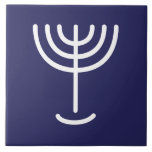 Menorah White Navy Tile<br><div class="desc">Menorah white tile. Personalize by adding your own name. To make this your own design 'Click to Customize Further" … or 'Transfer this design' to print the same design onto a different product. Where does the Menorah come from? It comes from the Bible, in the book of Exodus, chapter 25...</div>