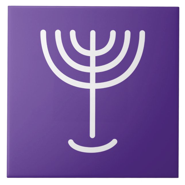 Menorah White Purple Tile (Front)