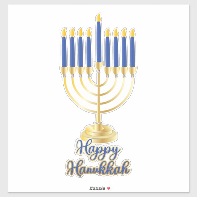 Menorah with Lights Happy Hanukkah (Sheet)