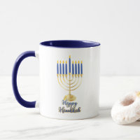 Menorah with Lights Happy Hanukkah