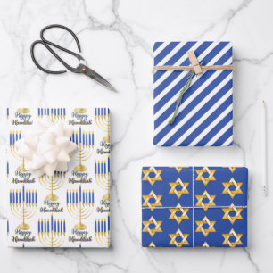 Menorah with Lights Happy Hanukkah Wrapping Paper