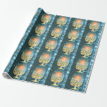 Menorah with stars wrapping paper<br><div class="desc">Menorah on gradient Wrapping Paper</div>