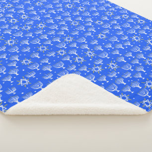 Menorahs Stars Hannukah Cute Holiday Pattern Sherpa Blanket