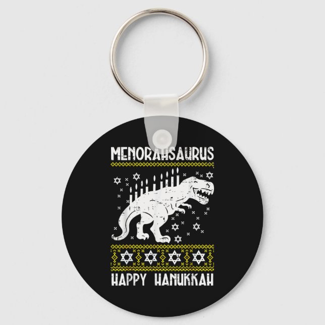 Menorahsaurus Happy Hanukkah Dino Chanukah Toddler Keychain (Front)