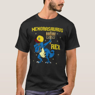 Menorasaurus Rex Dinosaur Rex Hanukkah Menora Pun T-Shirt