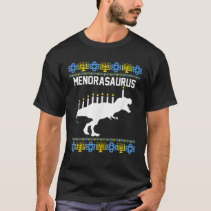 Menorasaurus Rex For Kids Hanukkah Dinosaur Jewish T-Shirt
