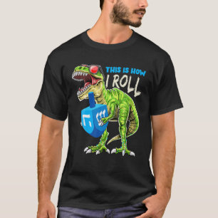 Menorasaurus This How I Roll Dinosaur Hanukkah Gif T-Shirt