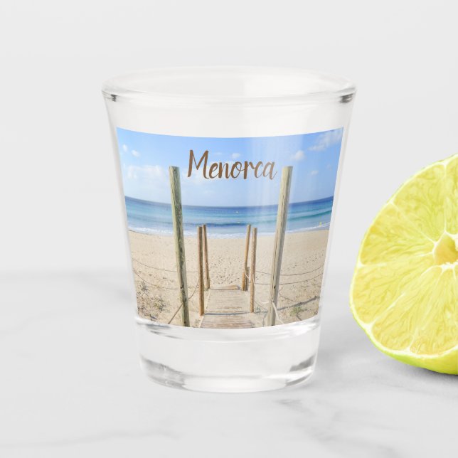 Menorca Boardwalk to the Beach Shot Glass (Front)