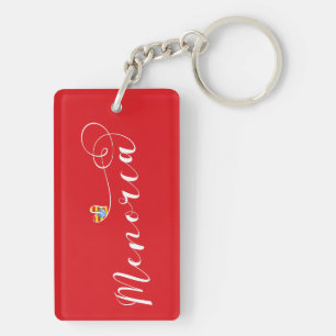 Menorca Flag Heart, Balearic Islands Keychain