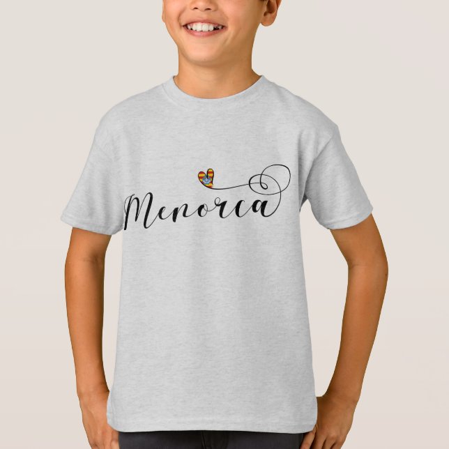 Menorca Flag Heart, Balearic Islands T-Shirt (Front)