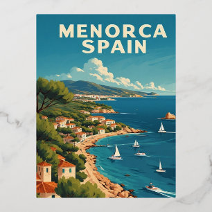 Menorca Spain Foil Holiday Postcard