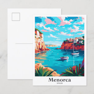 Menorca Spain Vintage Travel Potrait Illustration Postcard