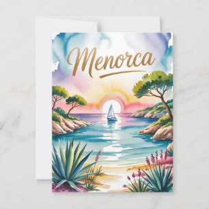 Menorca watercolor postcard
