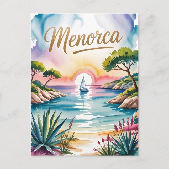 Menorca watercolor postcard (Front)