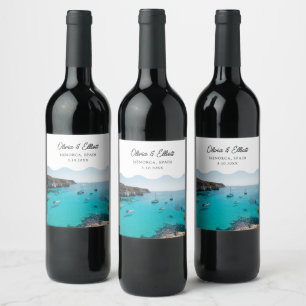 Menorca Wedding Favour Personalized Wine Label