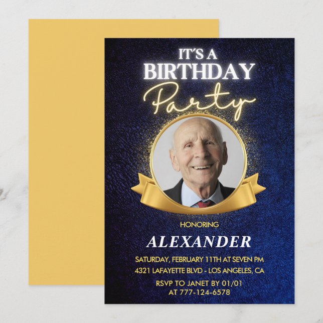 Mens 100th birthday invitations  Elegant Chic (Front/Back)