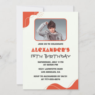 Mens 15th birthday invitations Modern Photo Red