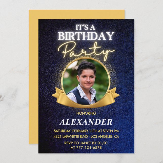 Mens 16th birthday invitations  Elegant Chic (Front/Back)