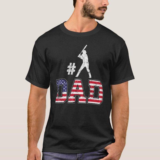 Mens 1 Baseball Dad Happy Fathers Day   USA 4th of T-Shirt (Front)