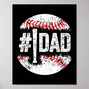 Mens 1 Dad Baseball Number One Daddy Son Baseball Poster