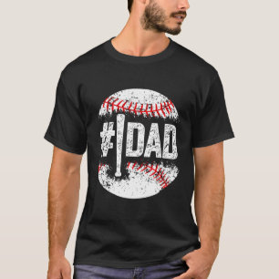 Mens 1 Dad Baseball Number One Daddy Son Baseball T-Shirt