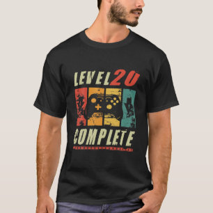 Mens 20Th Birthday Men Level 20 Complete Gamer Par T-Shirt