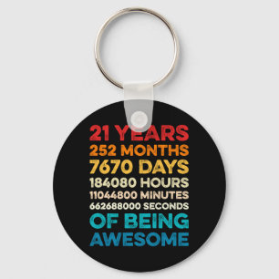 Mens 21st Birthday 21 Years Of Being Awesome Keychain