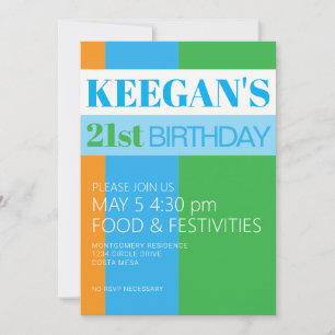Mens 21st Birthday Invitation
