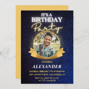 Mens 22nd birthday invitations  Elegant Chic