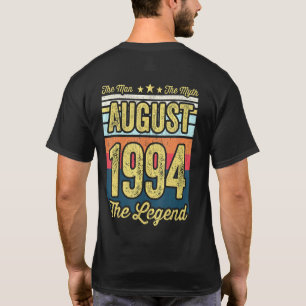 Mens 27th Birthday The Man The Myth The Legend Aug T-Shirt