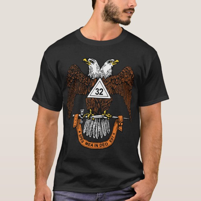 Mens 32nd Degree Masonic Scottish Rite Wings Down  T-Shirt (Front)