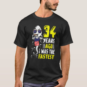 Mens 34 Years Ago I Was The Fastest 34th Birthday T-Shirt