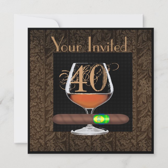 MENS 40e anniversaire INVITATIONS MODÈLE COGNAC (Devant)