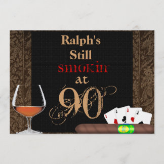 MENS 40th Birthday Cigars,Poker BRANDY INVITATIONS