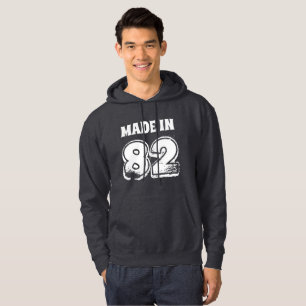 Mens 40th Birthday Made in 82 Distressed Look Hoodie