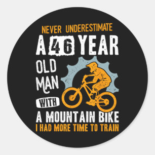Mens 46th Birthday Mtb Biker Funny Cyclist Mountai Classic Round Sticker