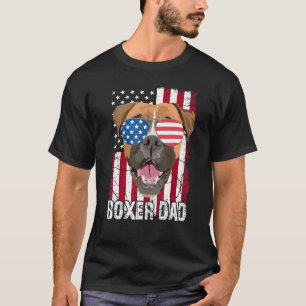 Mens 4th of July Boxer Dog Dad Father Day  USA Fla T-Shirt