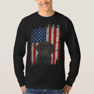 Mens 4th Of July Labrador American Flag Patriotic  T-Shirt