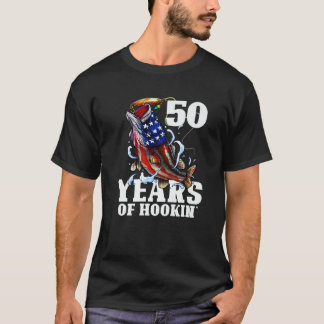 Mens 50 Years Of Hookin' Funny America Bass Fishin T-Shirt