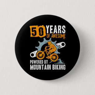 Mens 50th Birthday 50 Years Of Awesome Mountain Bi 2 Inch Round Button
