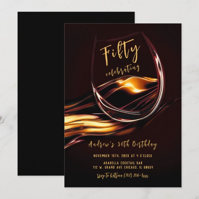 Mens 50th Birthday Invitation (Front/Back)