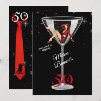 Men's 50th Birthday Party Girl in Martini Glass