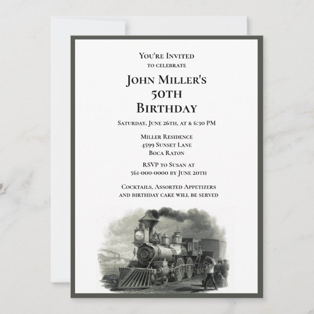 Men's 50th Birthday Party  Invitation (Front)