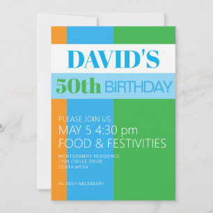 Mens 50th Birthday Party Invitation