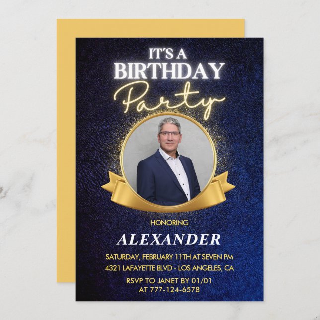 Mens 58th birthday invitations  Elegant Chic (Front/Back)