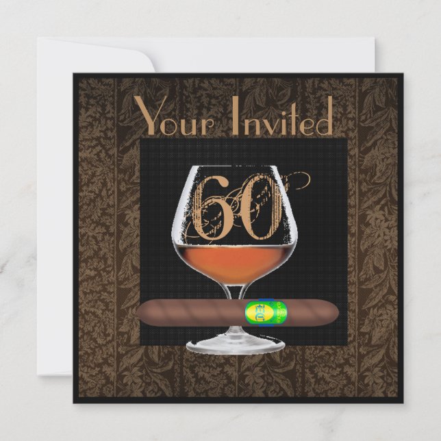 MENS 60e anniversaire INVITATIONS MODÈLE COGNAC (Devant)