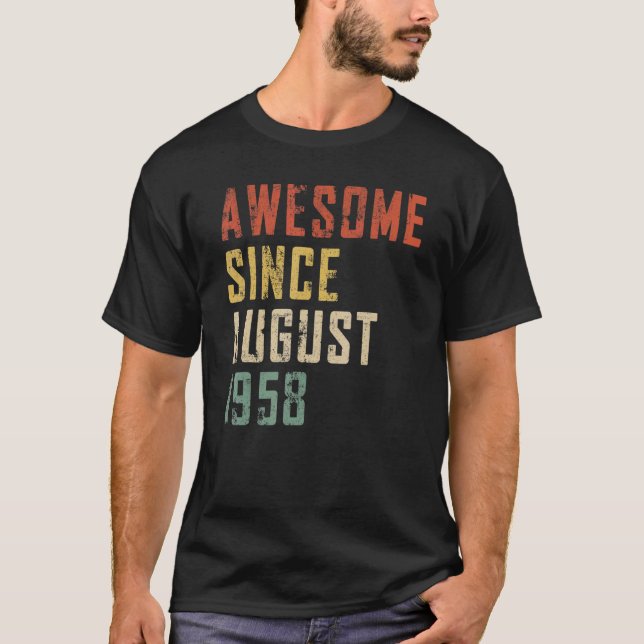 Mens 64 Years Old Awesome Since August 1958 64th B T-Shirt (Front)